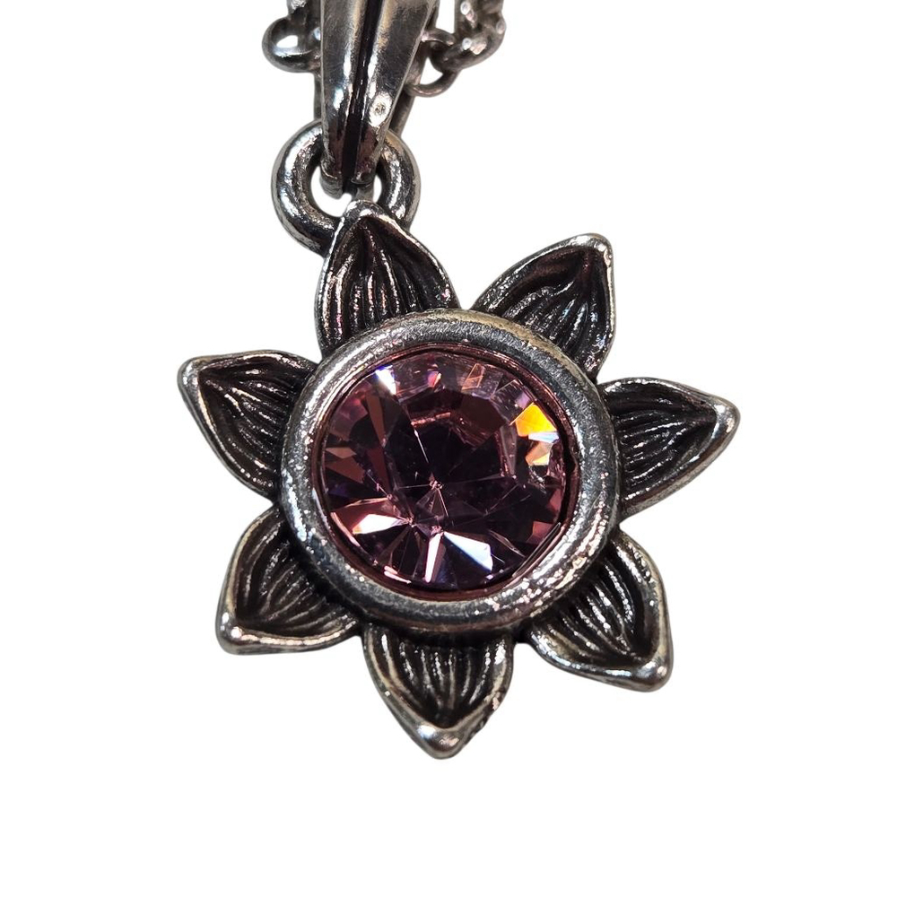 NWT Brighton Necklace Everbloom Sunflower Silvertone Pink Rhinestone November - Picture 10 of 11
